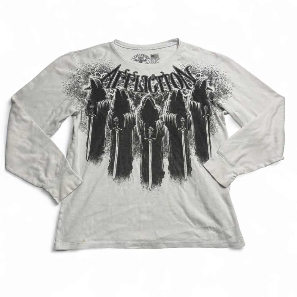 Affliction Live Fast Grim Reaper Thermal Long Sleeve Shirt XL Y2K